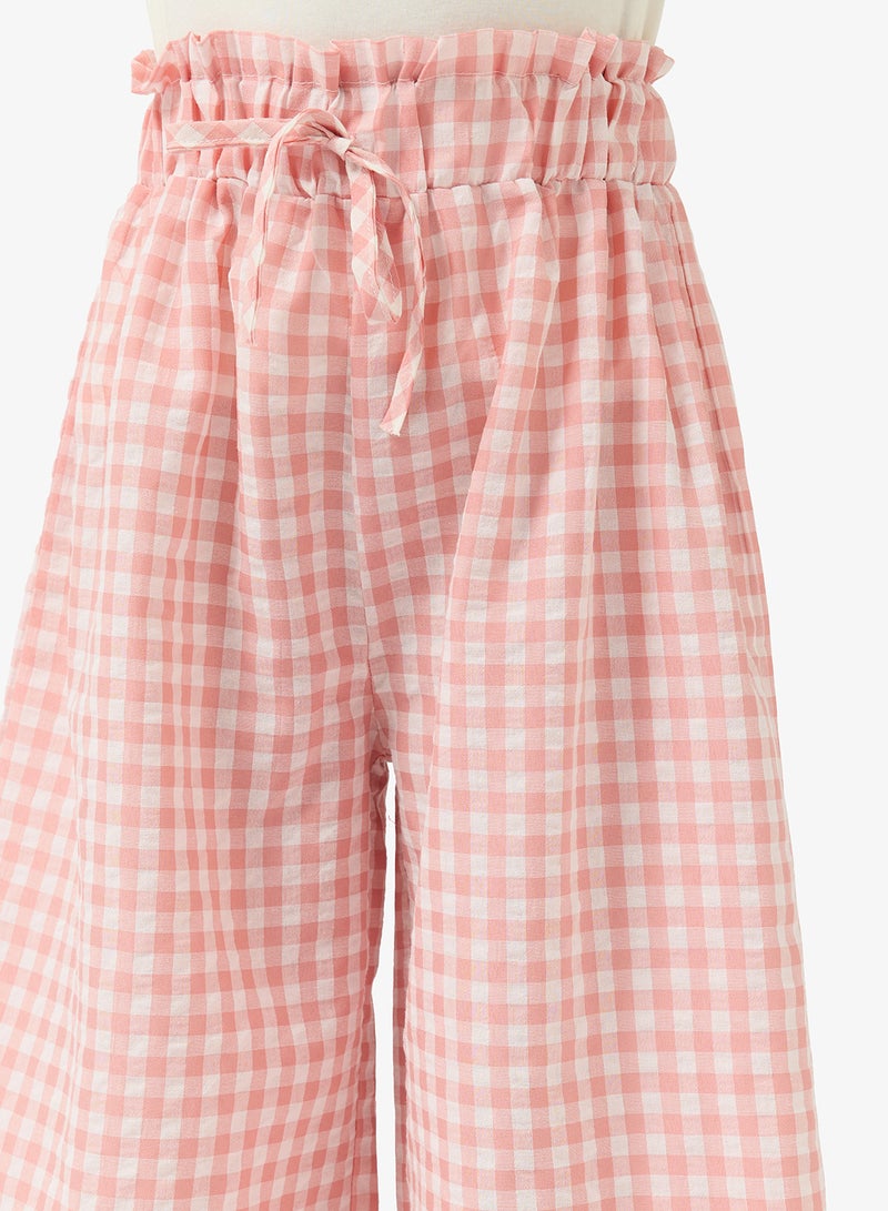Pinata Pink Gingham Wide Leg Trousers - Image 4
